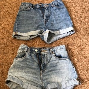 Light and dark wash high wasted “mom”  shorts